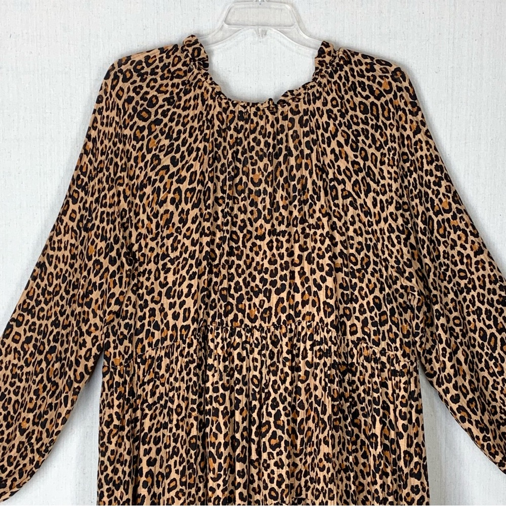 Wonderly NWT Leopard Print Long Sleeve V-Neck Tiered Skirt Mini Dress - Size 3X - Picture 10 of 16